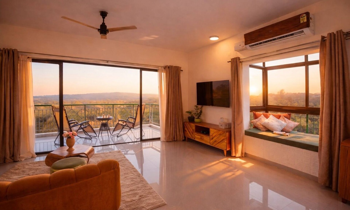 Patnem Condo | Sukoon: Palolem - South Goa - Valley-View 1BHK with Pool & Panoramic Sunroom