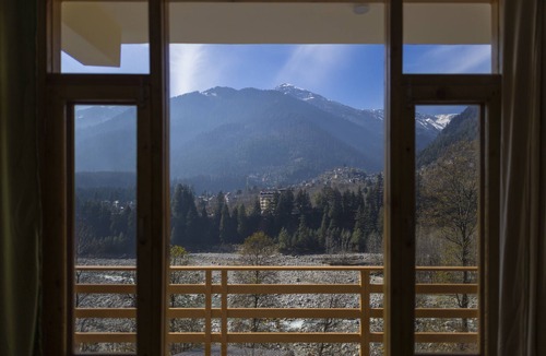Vashist Cottage | Room in Manali with mountain and river view front Balcony-8